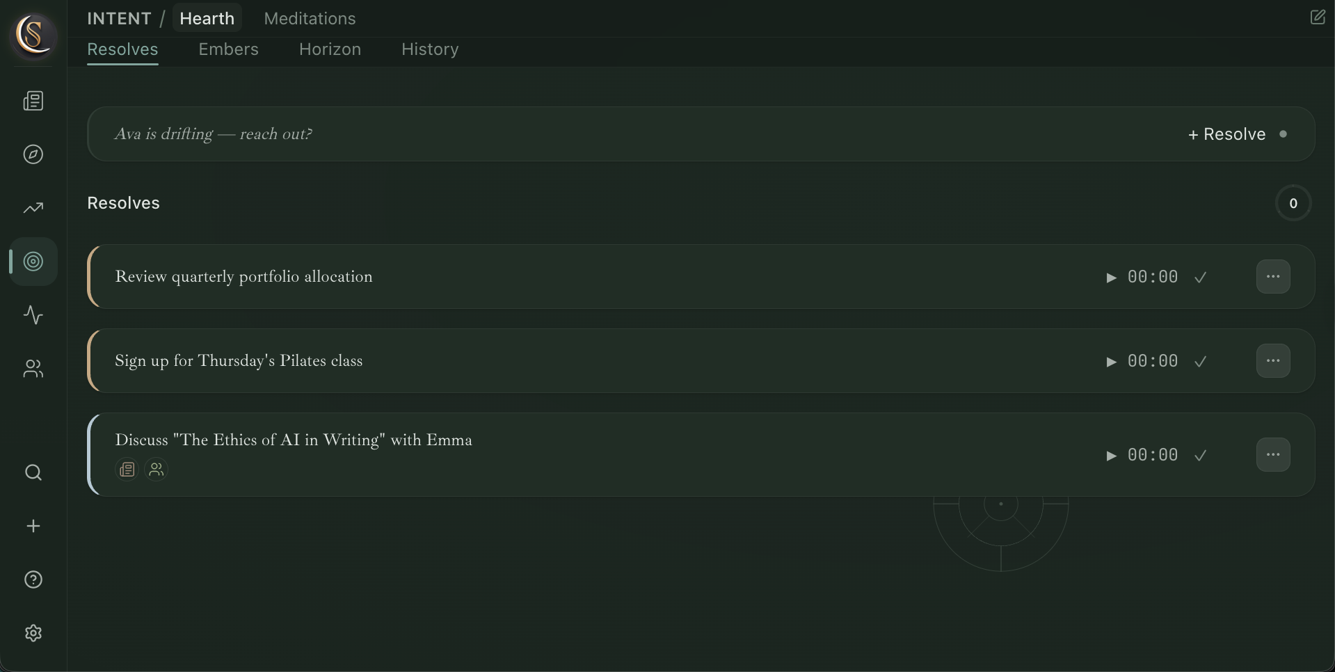 Intent hub — daily focus
